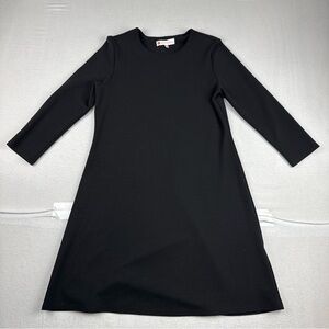 Jude Connally Black A-Line Dress Sz S 3/4 Sleeve Made in USA Travel 103047